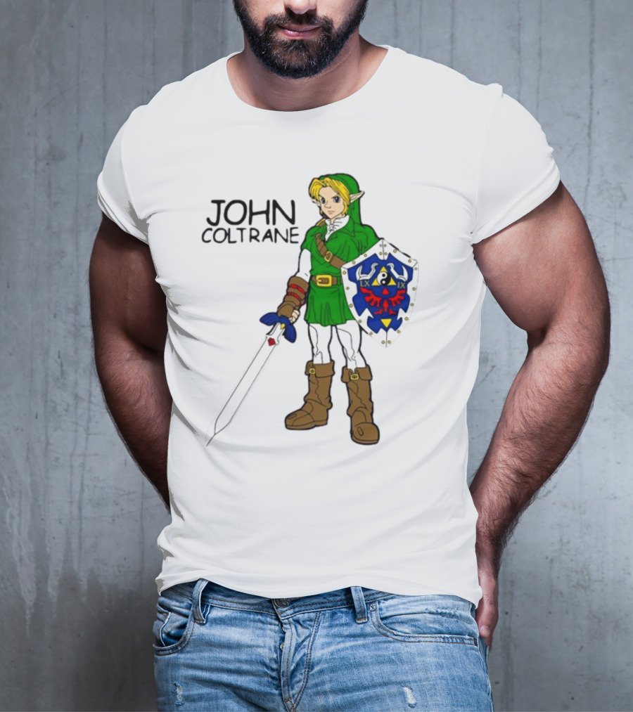 JOHN COLTRANE Lxix Apparel Zelda Inspired Character With Sword And Shield T-Shirt