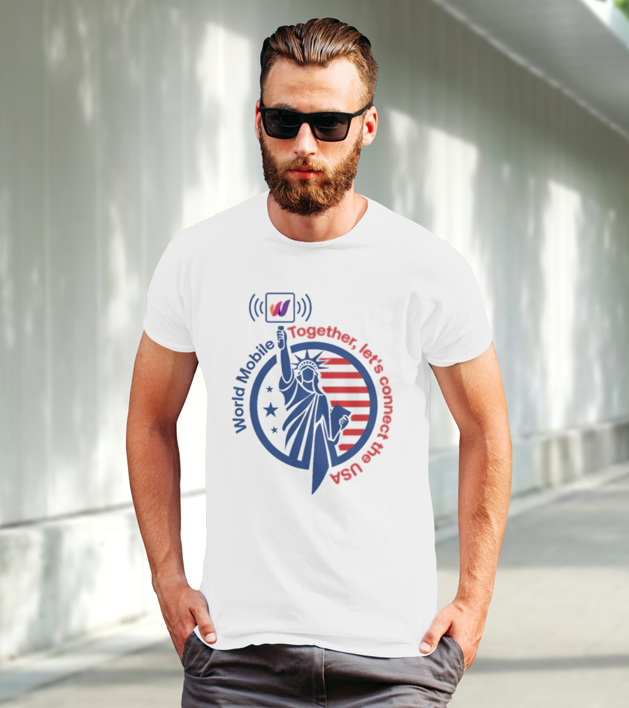 World Mobile Statue Of Liberty Connect The USA T-Shirt