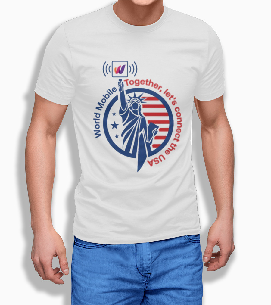World Mobile Statue Of Liberty Connect The USA T-Shirt
