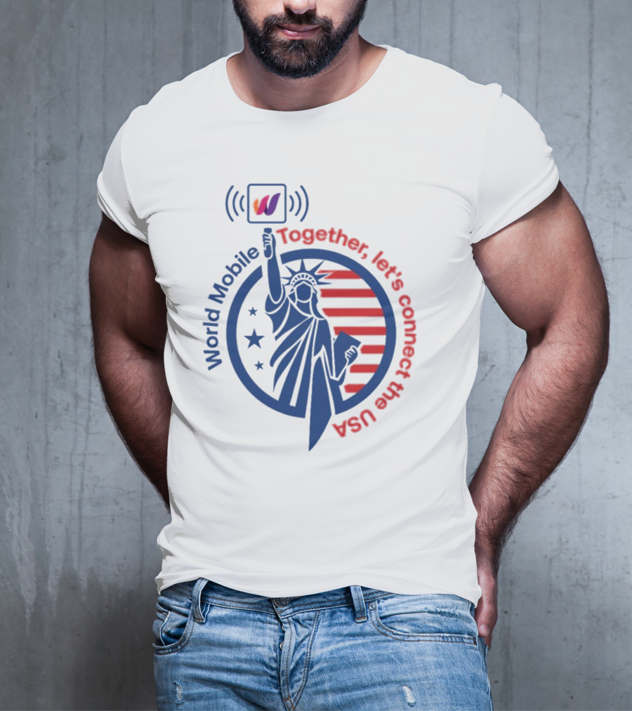 World Mobile Statue Of Liberty Connect The USA T-Shirt
