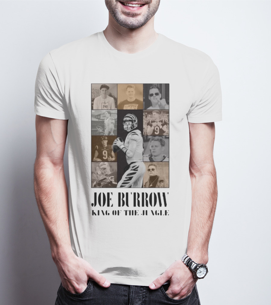 Joe Burrow King Of The Jungle Bengals Tribute Montage T-Shirt