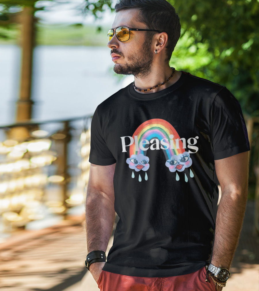 Pleasing Rainbow Clouds With Teardrops And Smiling Faces T-Shirt