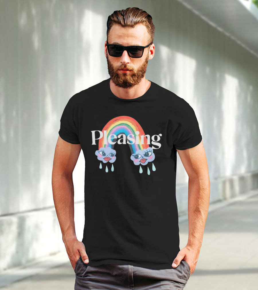 Pleasing Rainbow Clouds With Teardrops And Smiling Faces T-Shirt
