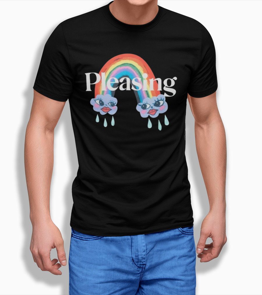 Pleasing Rainbow Clouds With Teardrops And Smiling Faces T-Shirt