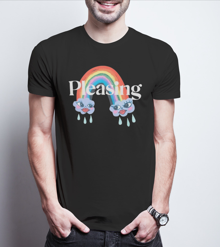 Pleasing Rainbow Clouds With Teardrops And Smiling Faces T-Shirt