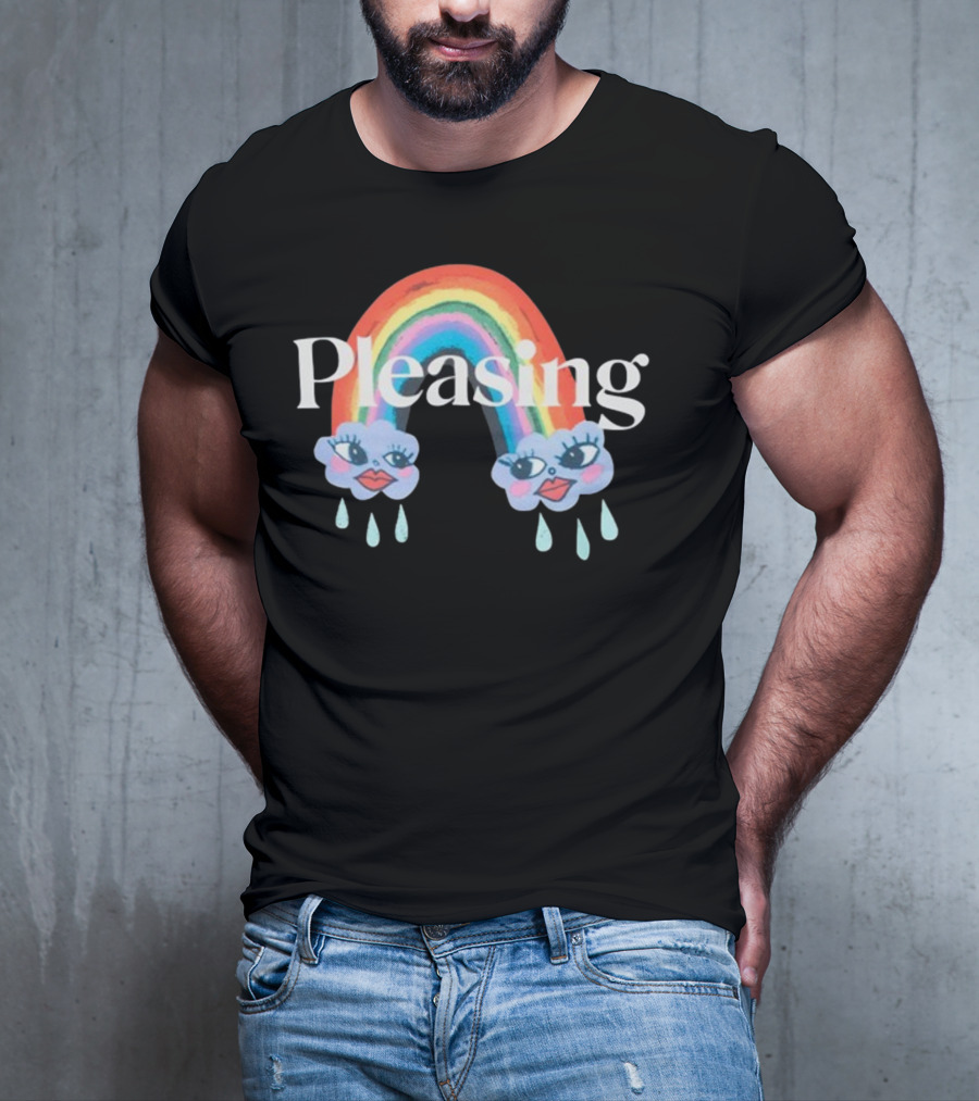 Pleasing Rainbow Clouds With Teardrops And Smiling Faces T-Shirt