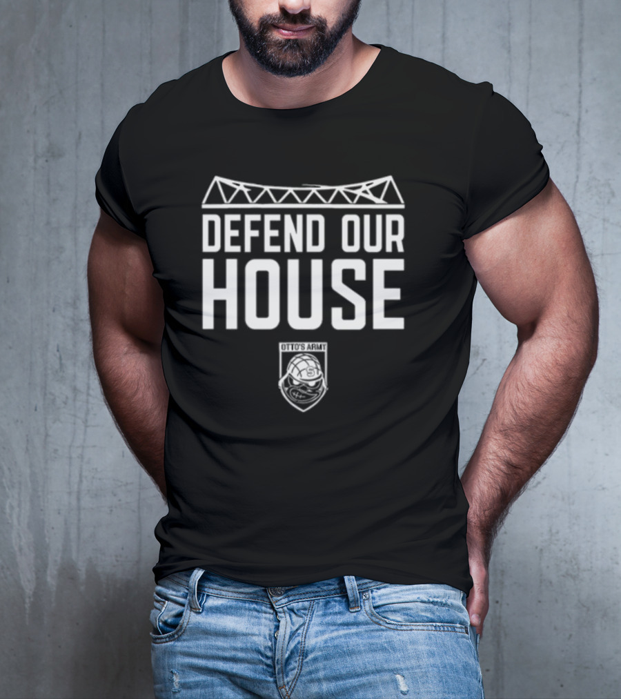 Limited Otto's Army Defend Our House Stadium Mascot Badge T-Shirt