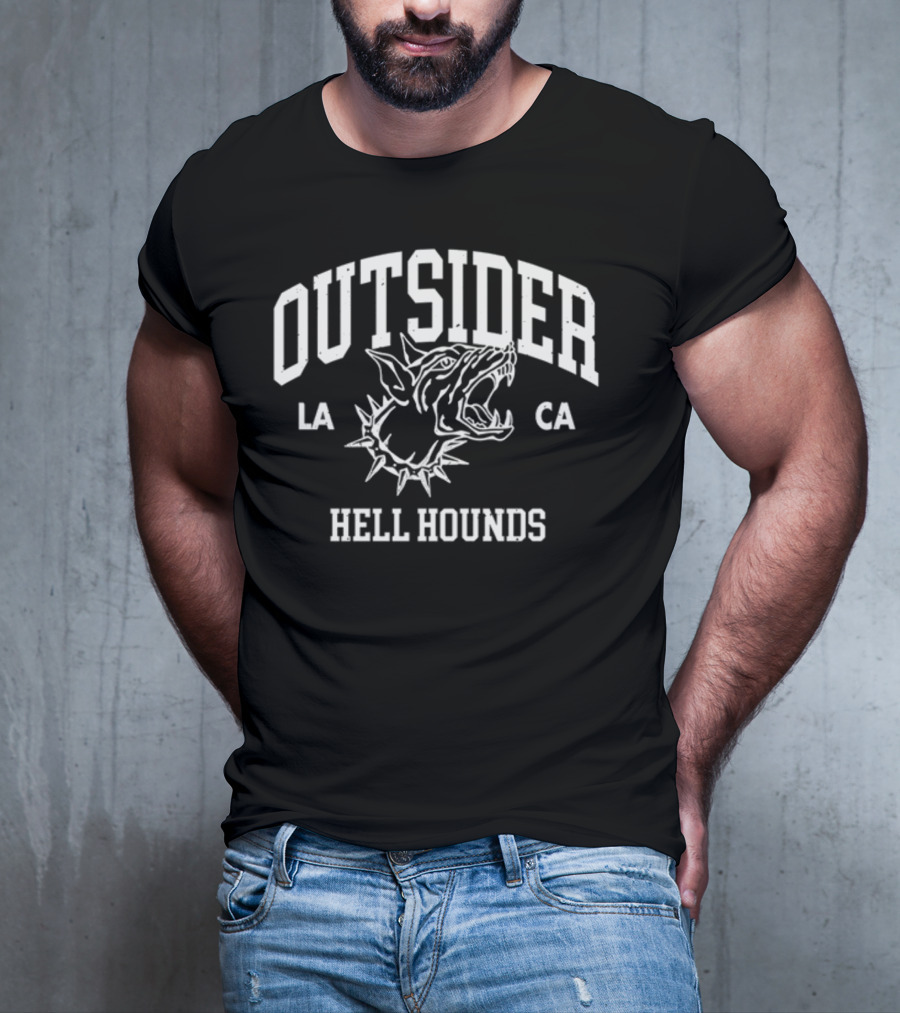 Outsider Hell Hounds LA CA Fierce Canine Emblem T-Shirt