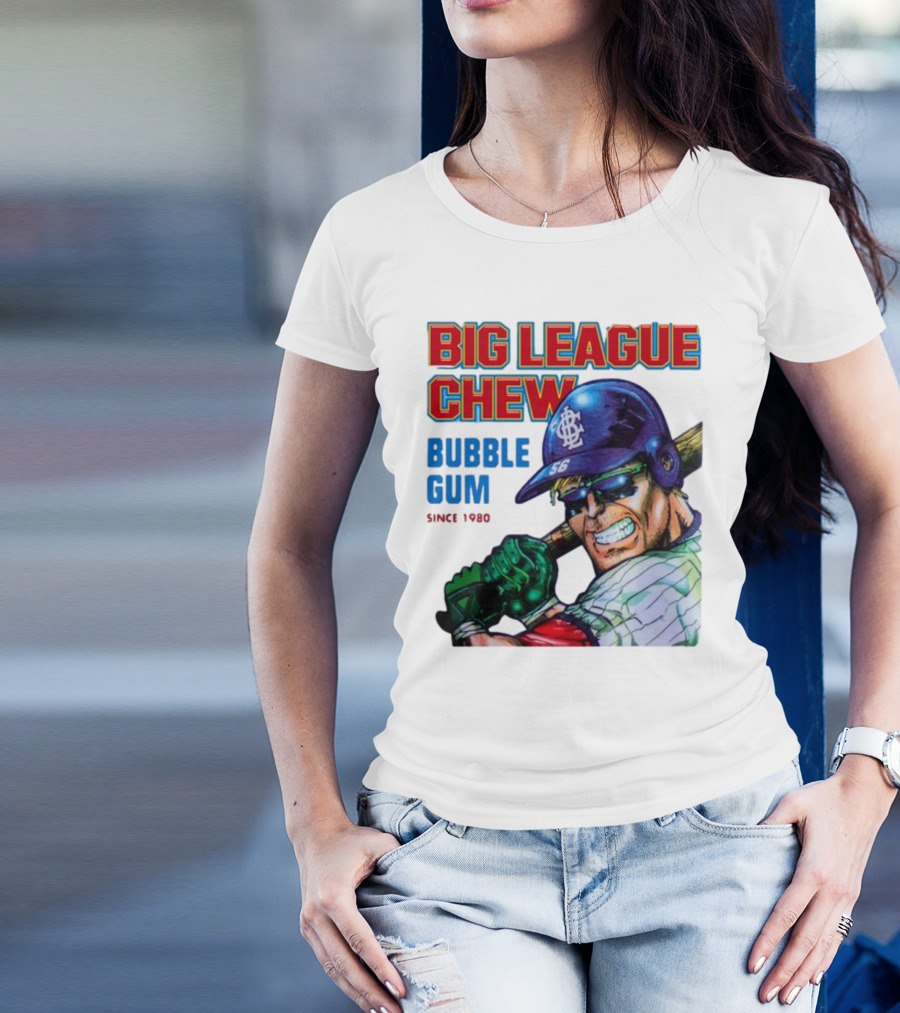Big League Chew Bubble Gum Since 1980 Baseball Player T-Shirt