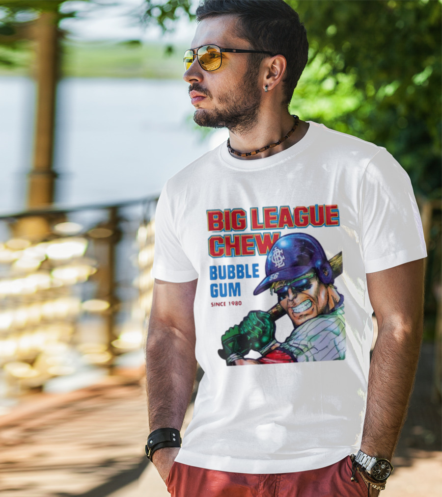 Big League Chew Bubble Gum Since 1980 Baseball Player T-Shirt