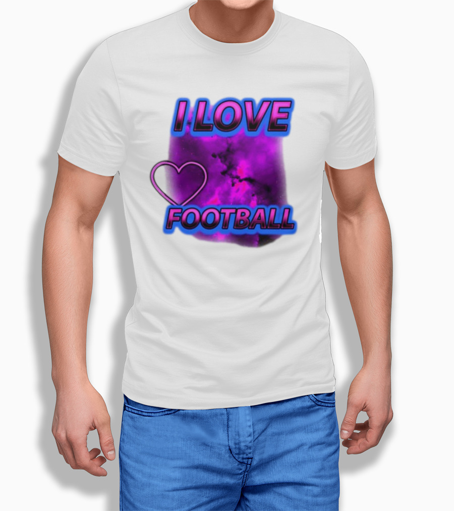 I Love Football Heart Purple Galaxy T-Shirt