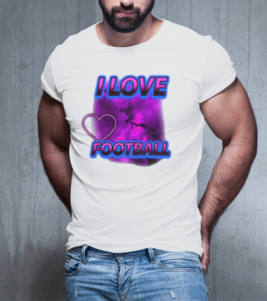 I Love Football Heart Purple Galaxy T-Shirt