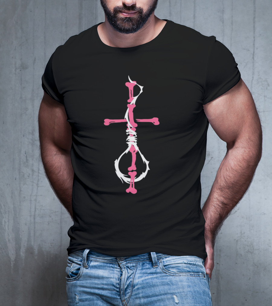 Drokenji Wywh Pink Bone Cross T-Shirt