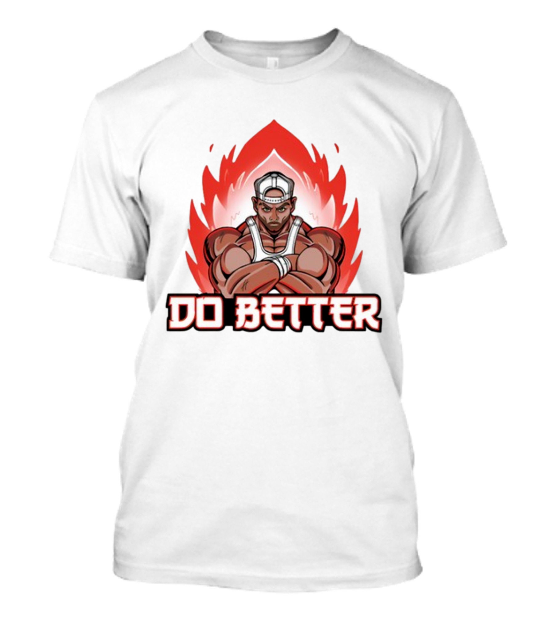 Joey Swoll Do Better Anime Character With Flames T-Shirt