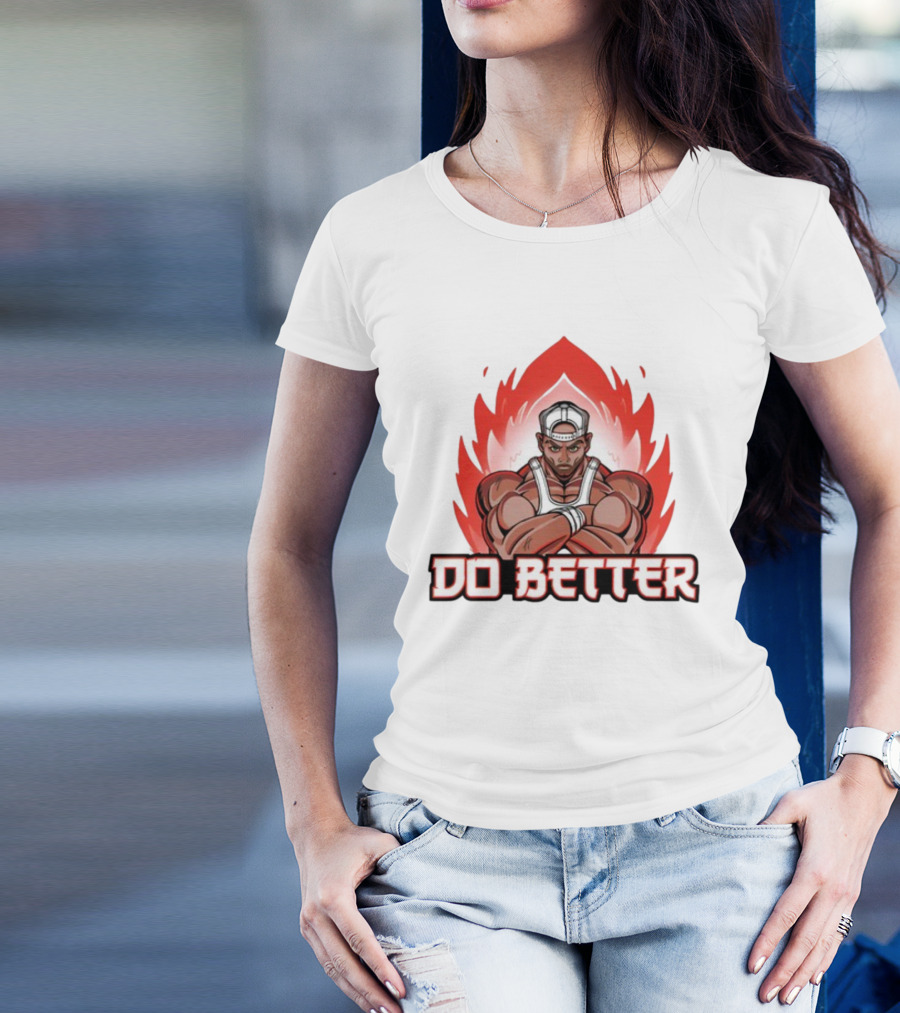 Joey Swoll Do Better Anime Character With Flames T-Shirt