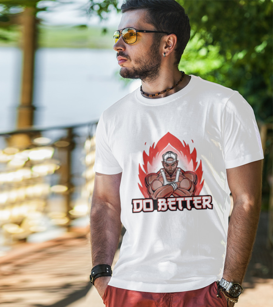 Joey Swoll Do Better Anime Character With Flames T-Shirt