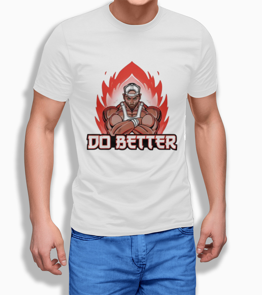 Joey Swoll Do Better Anime Character With Flames T-Shirt