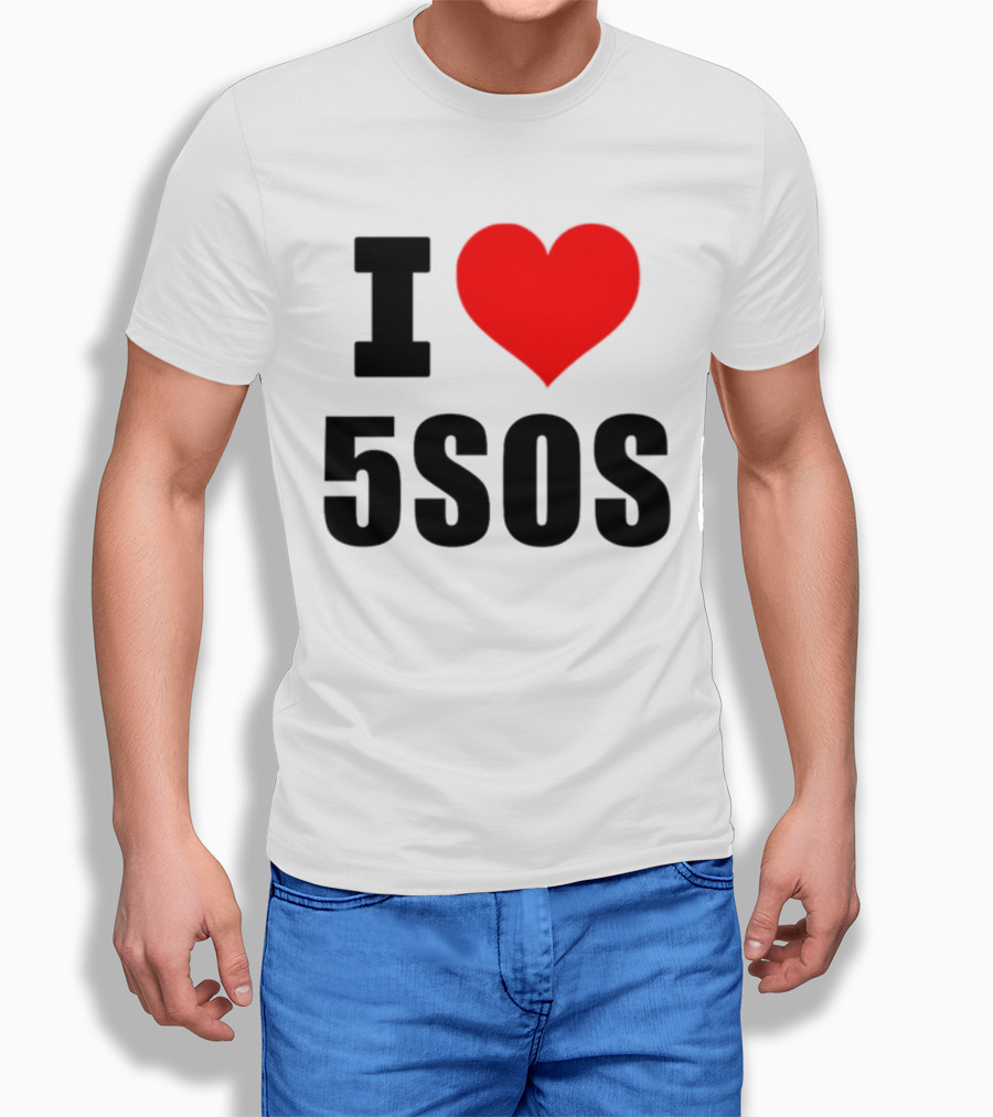 Ashton Irwin Wearing I Love 5SOS Fan Merchandise T-Shirt