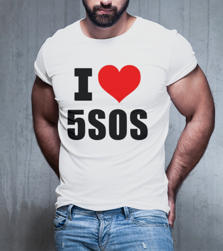 Ashton Irwin Wearing I Love 5SOS Fan Merchandise T-Shirt