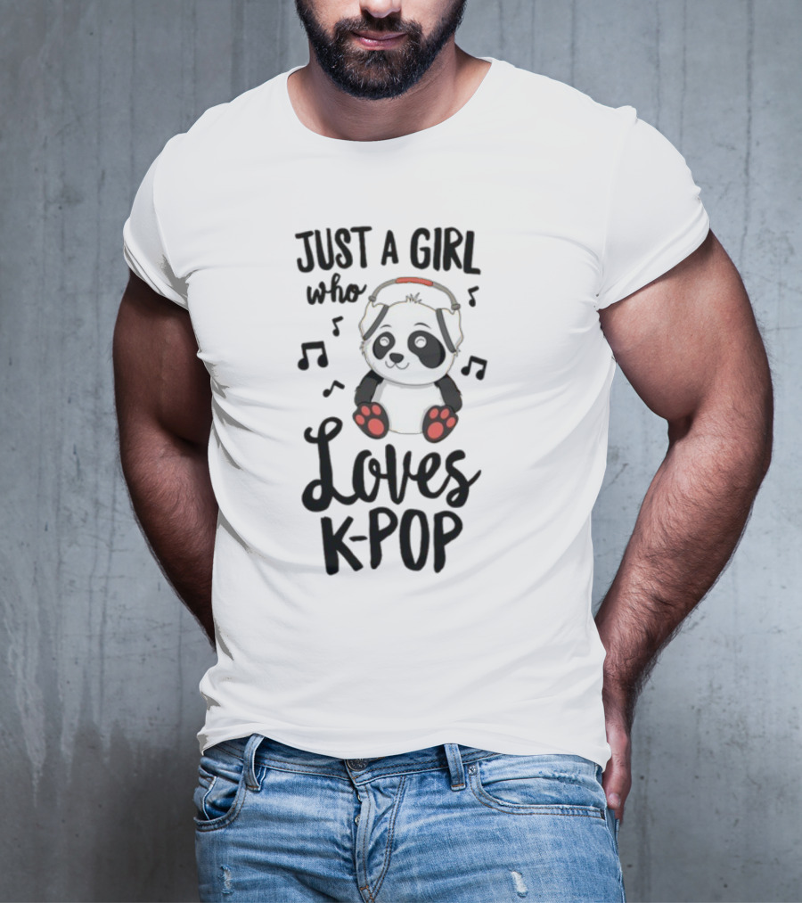 Just A Girl Who Loves Kpop With Cute Panda And Musical Notes T-Shirt