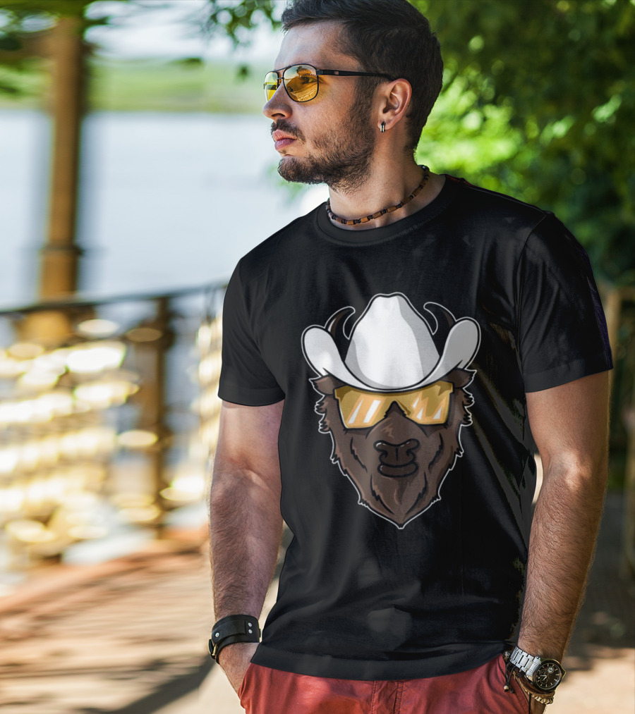 Colorado Buffalo Cowboy Hat And Sunglasses T-Shirt