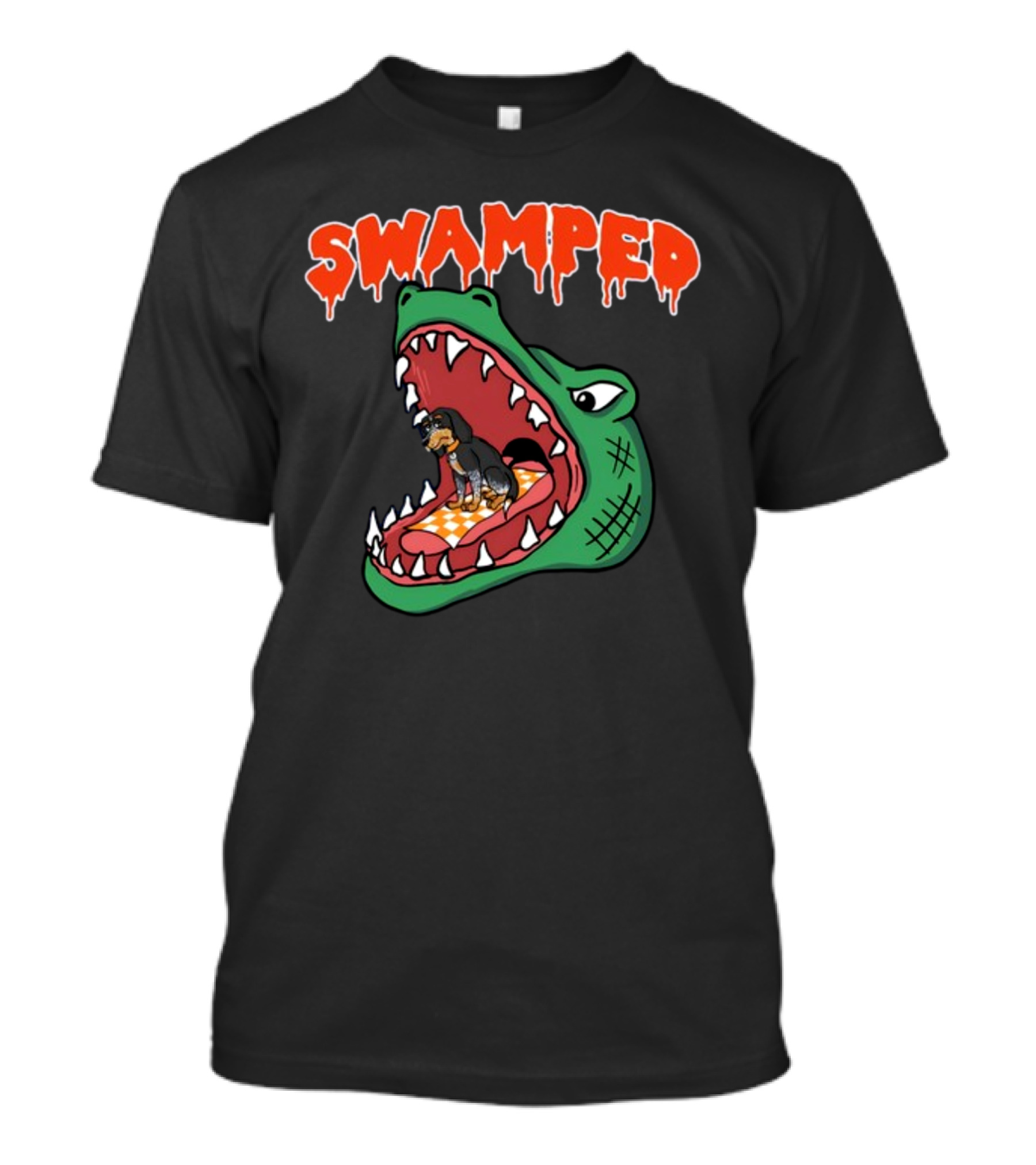 Swamped Hoodie Dog In Gator Mouth T-Shirt