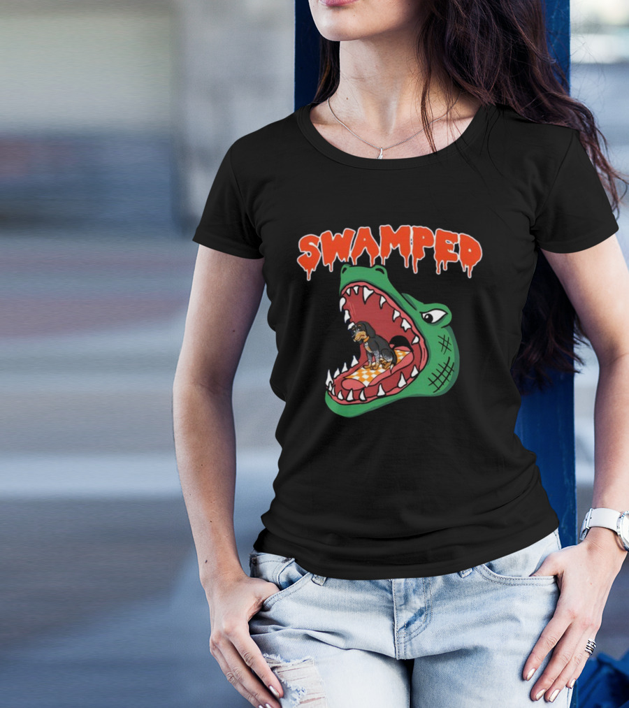 Swamped Hoodie Dog In Gator Mouth T-Shirt
