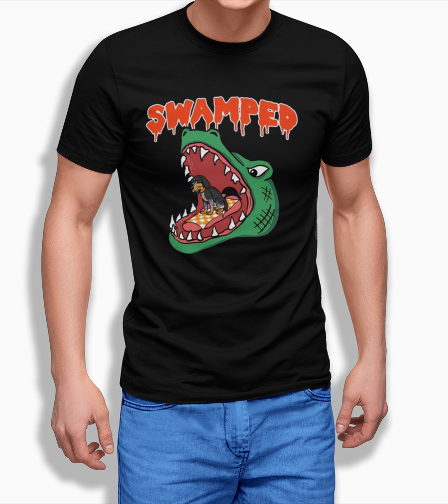 Swamped Hoodie Dog In Gator Mouth T-Shirt