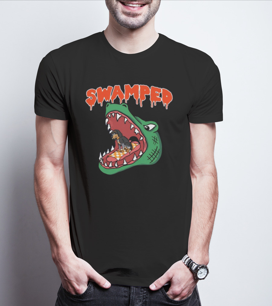 Swamped Hoodie Dog In Gator Mouth T-Shirt