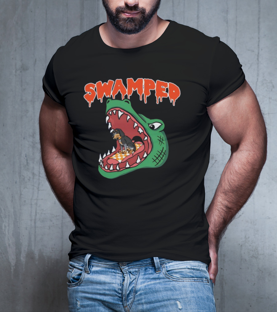 Swamped Hoodie Dog In Gator Mouth T-Shirt