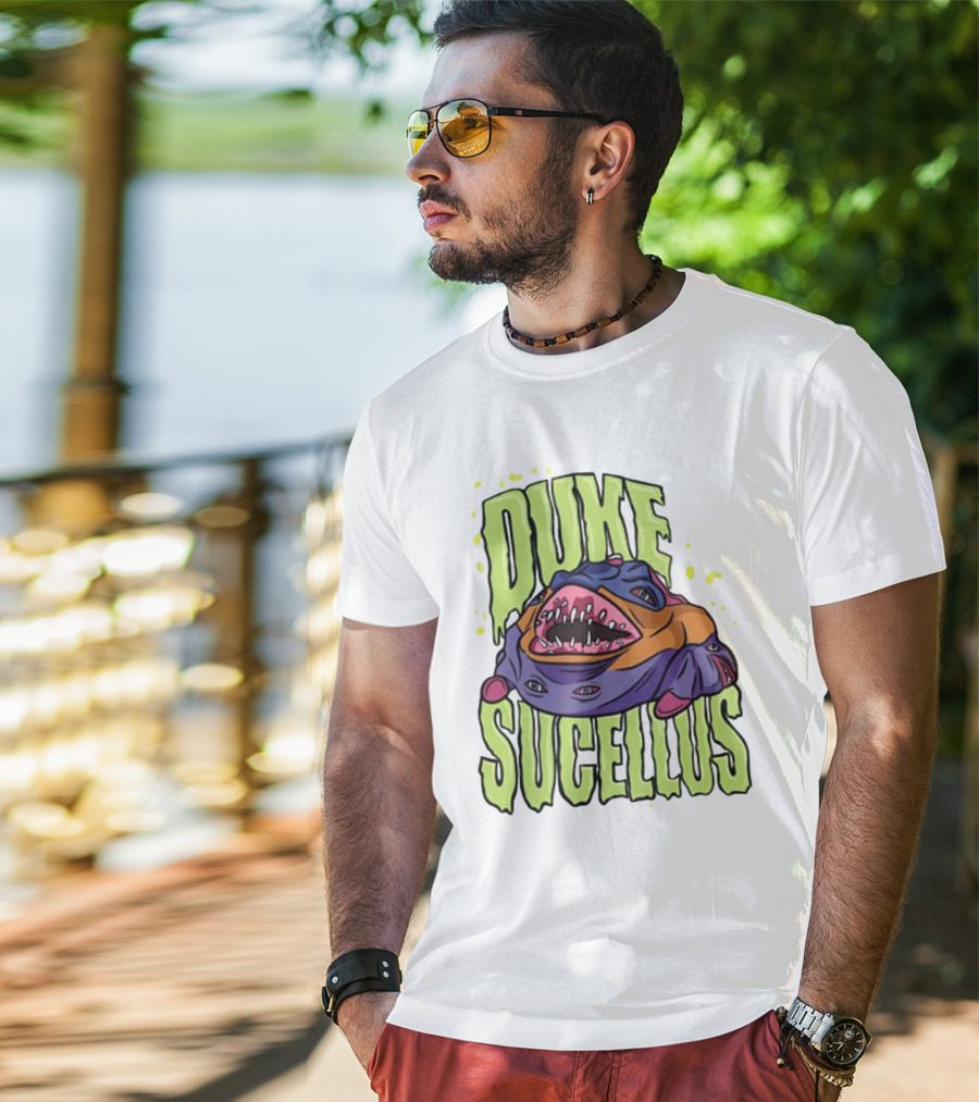 Duke Sucellus Multicolored Creature With Sharp Teeth T-Shirt