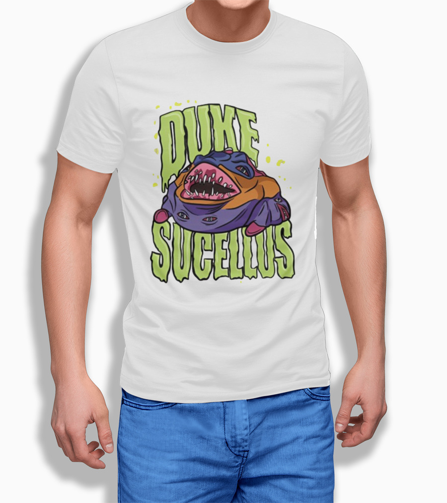 Duke Sucellus Multicolored Creature With Sharp Teeth T-Shirt