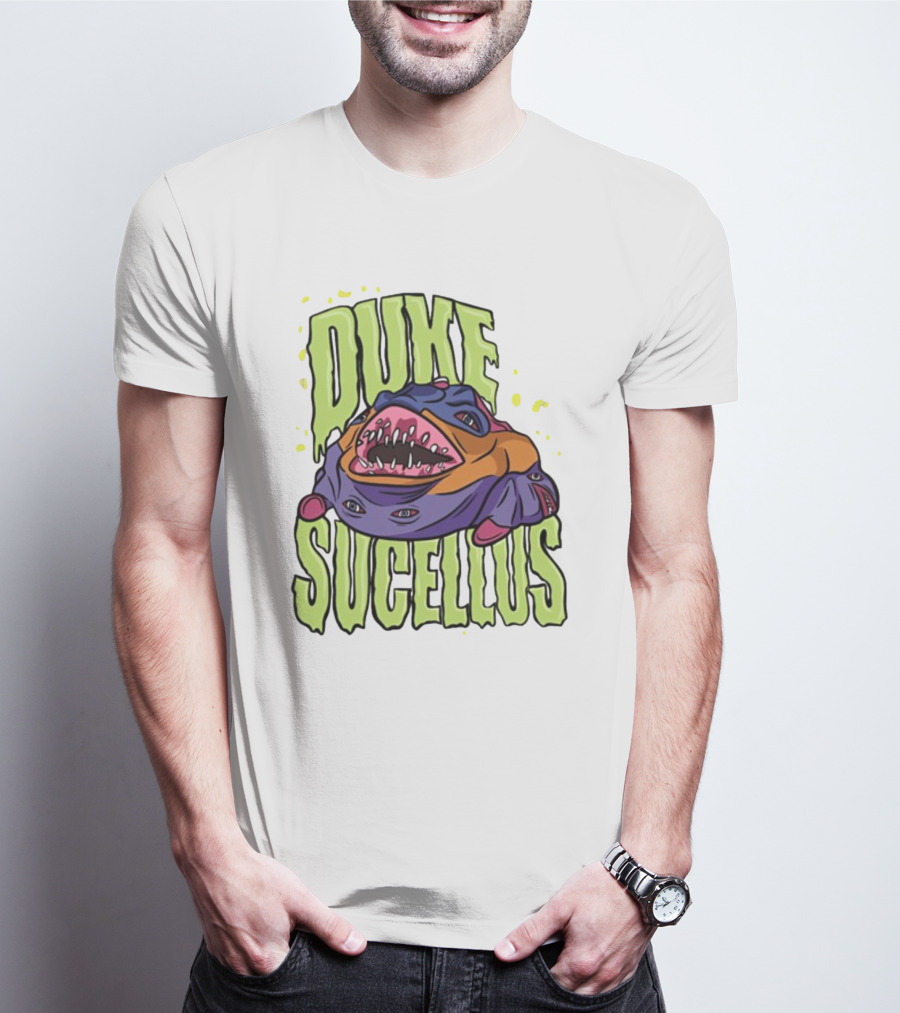 Duke Sucellus Multicolored Creature With Sharp Teeth T-Shirt