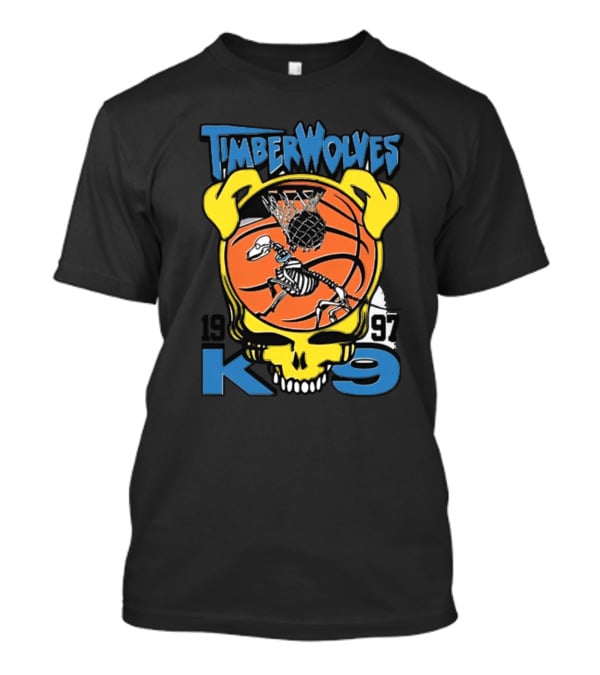 Timberwolves 1997 K-9 Basketball Skeleton Skull T-Shirt