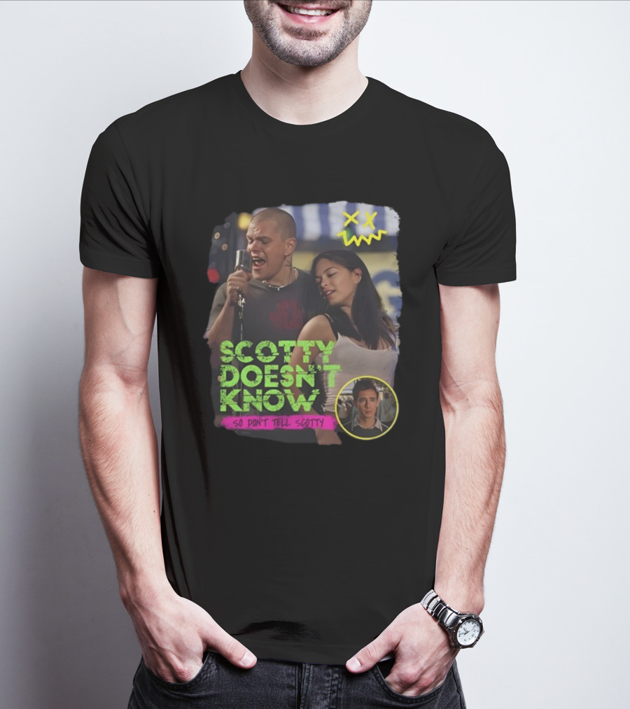 Jonas Never Scotty Doesn't Know So Don't Tell Scotty Karaoke Scene T-Shirt
