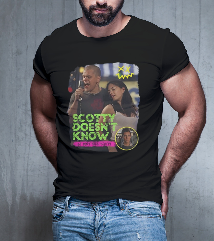 Jonas Never Scotty Doesn't Know So Don't Tell Scotty Karaoke Scene T-Shirt