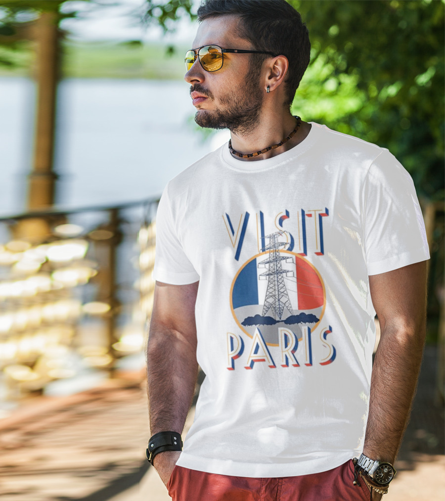 Shitheadsteve Visit Paris French Flag With Eiffel Tower T-Shirt