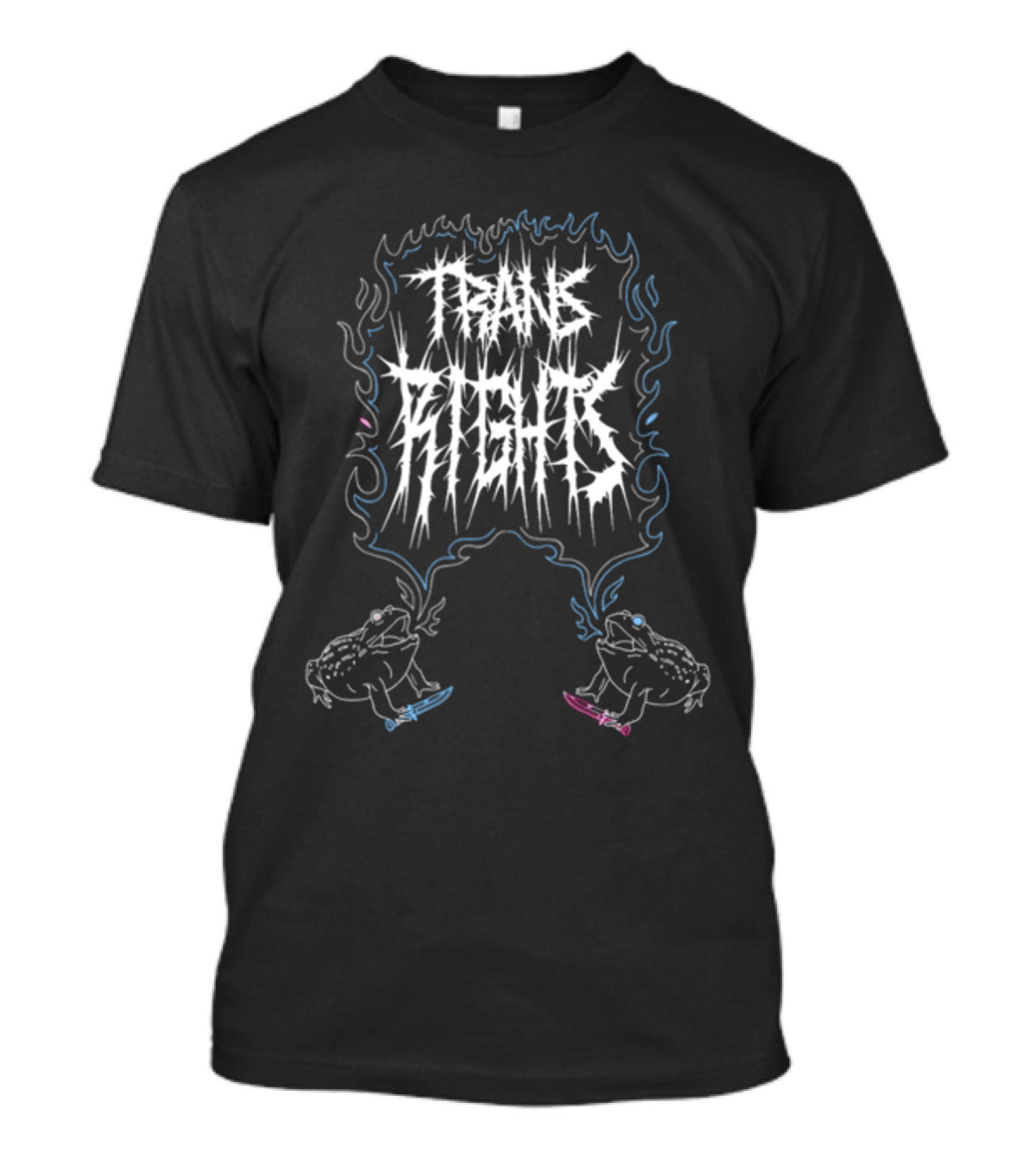 Trans Rights Frogs With Knives And Flames T-Shirt