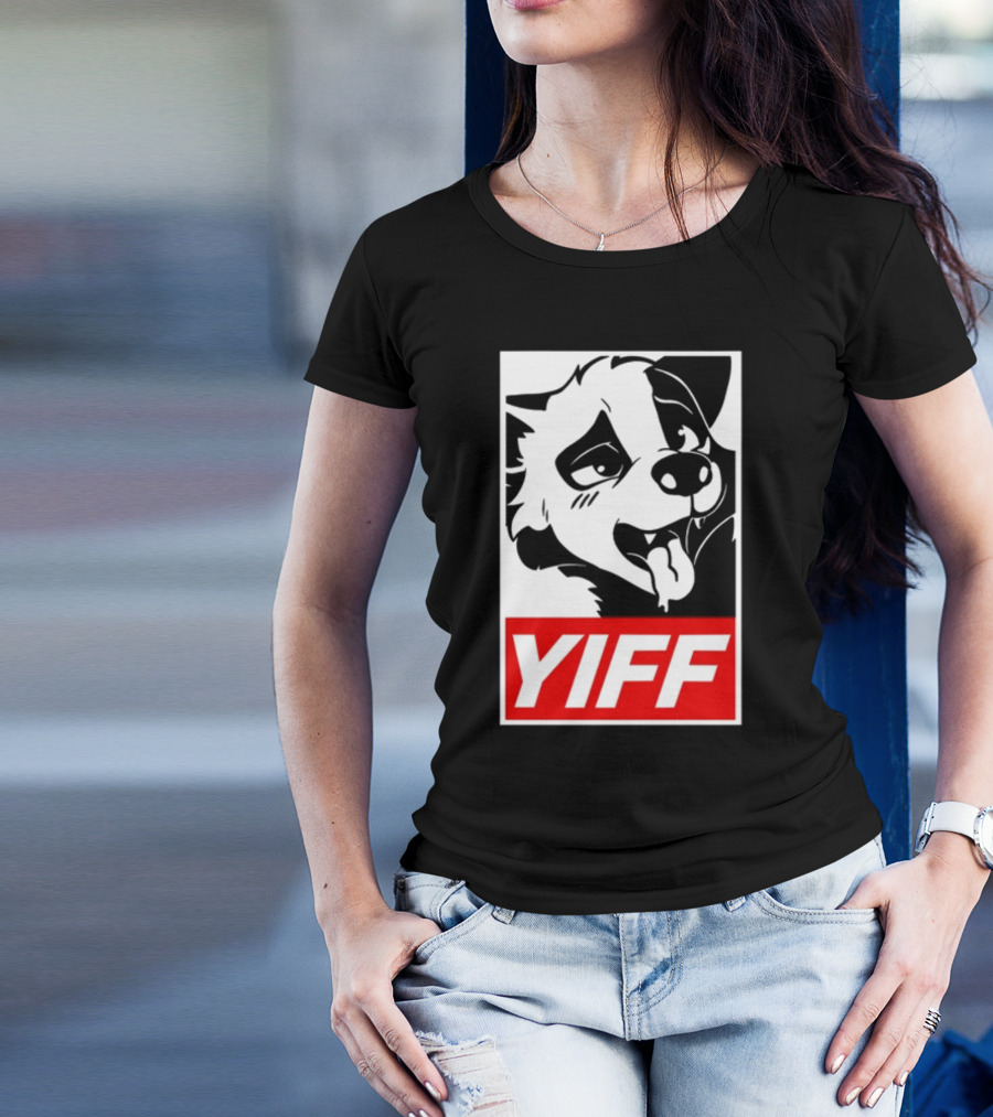 Yiff Dog Logo Red And White T-Shirt