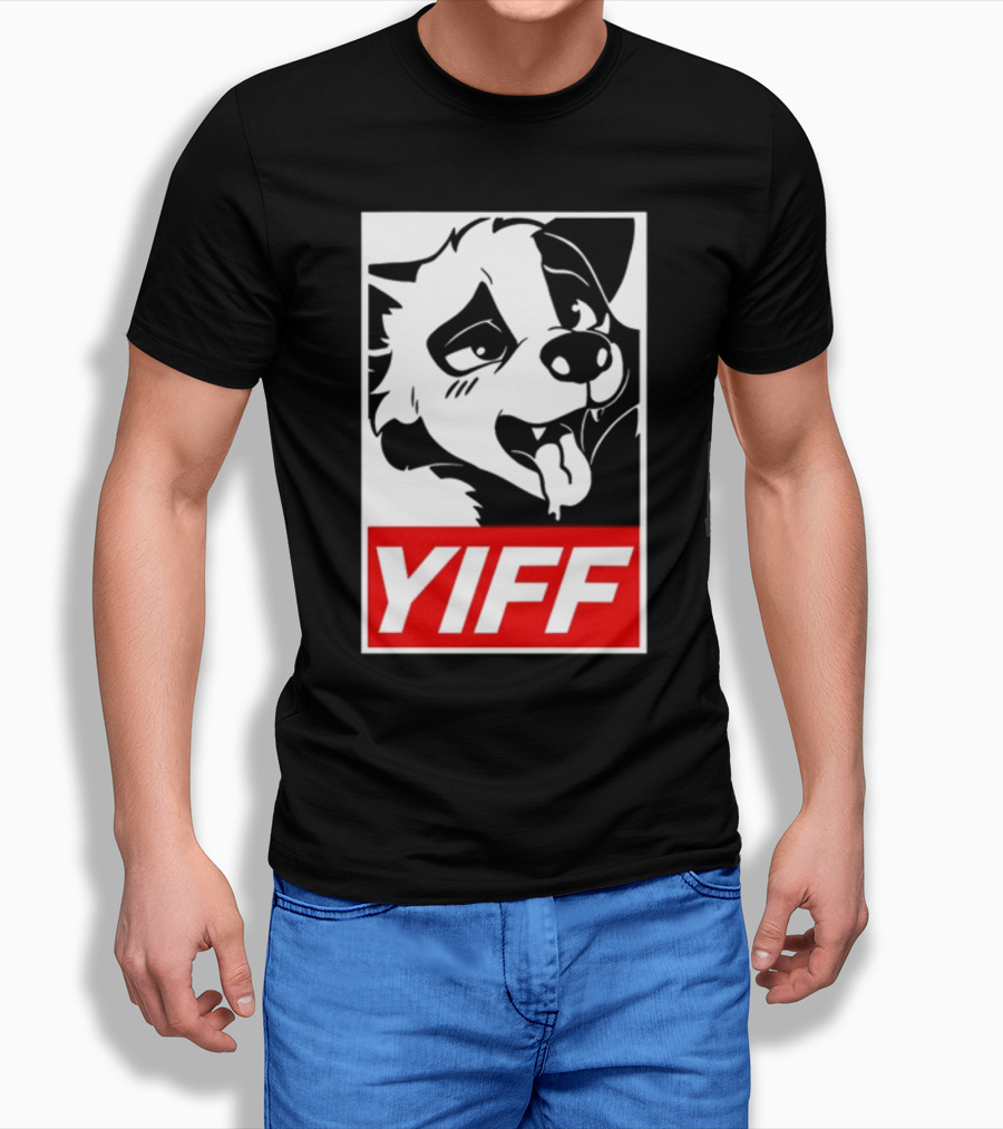 Yiff Dog Logo Red And White T-Shirt