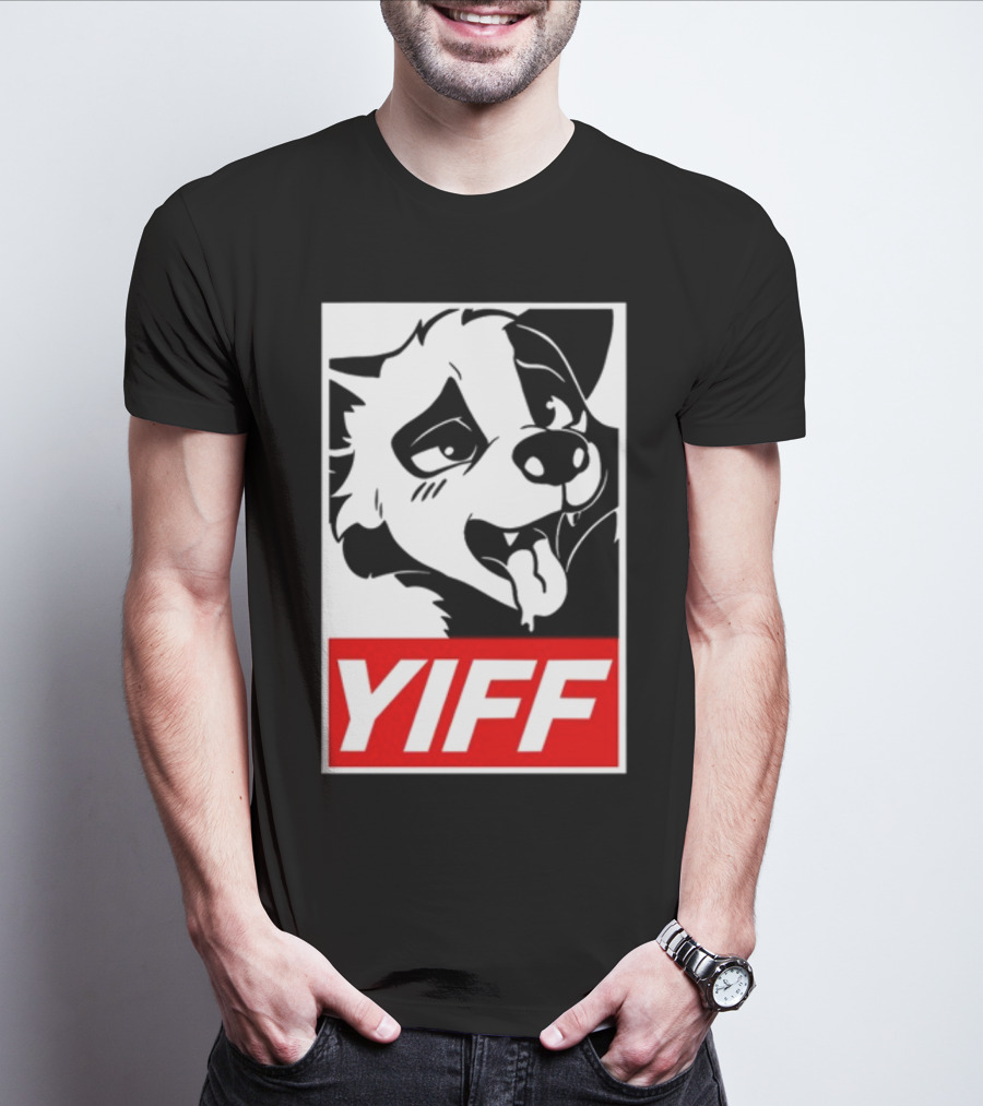 Yiff Dog Logo Red And White T-Shirt