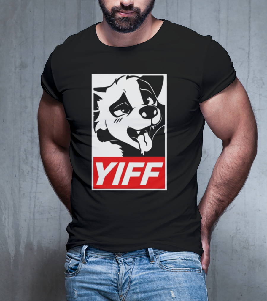 Yiff Dog Logo Red And White T-Shirt