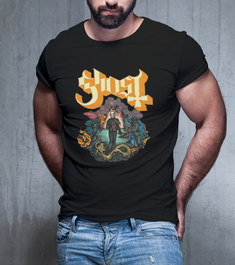Ghost Band Surreal Ocean Scene With Figures And Sea Creature T-Shirt