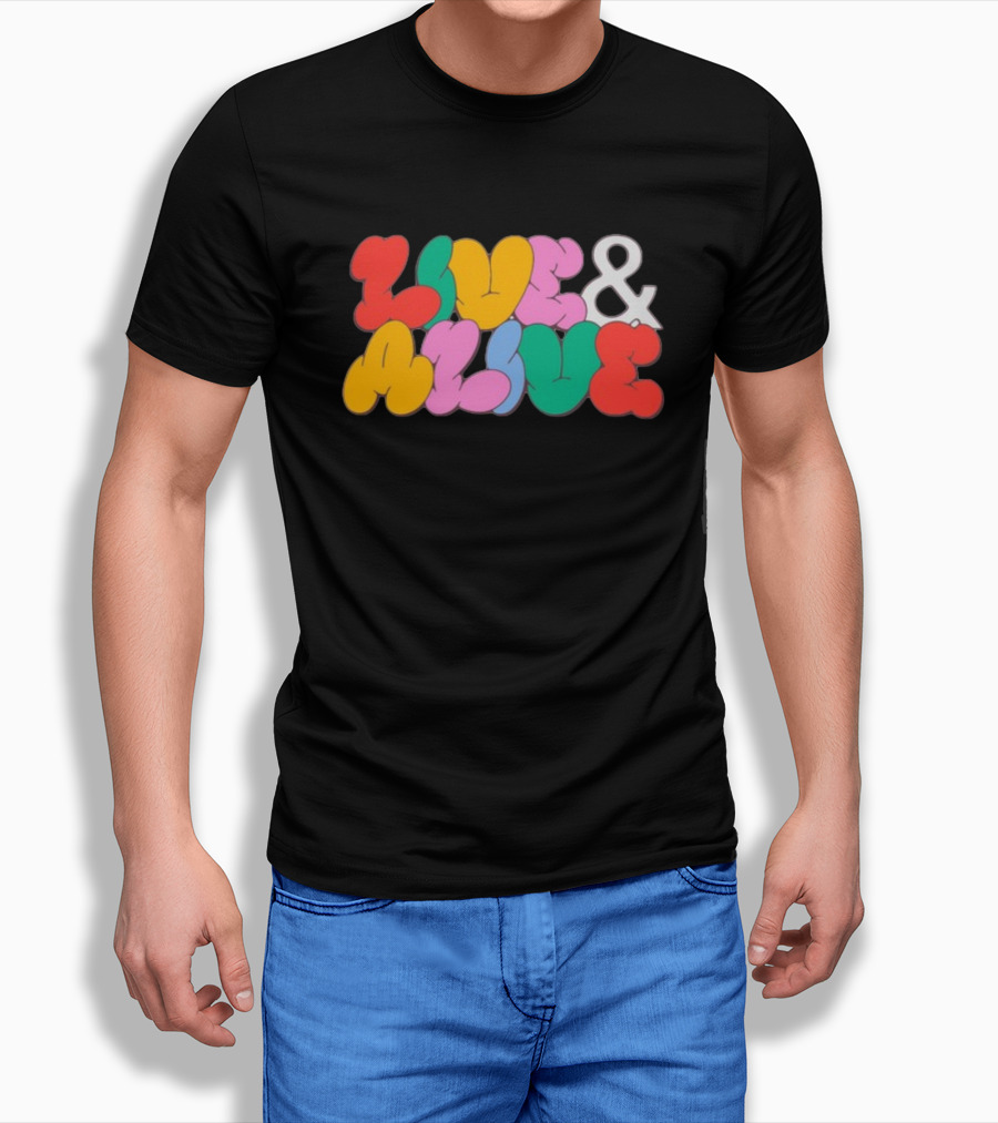 Live And Alive Colorful Bubble Letters T-Shirt