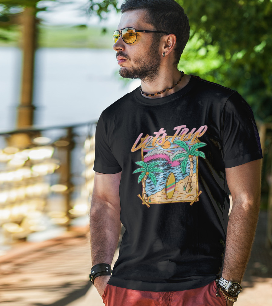 Let's Trip Paradise Surfing Tropical Beach Adventure T-Shirt