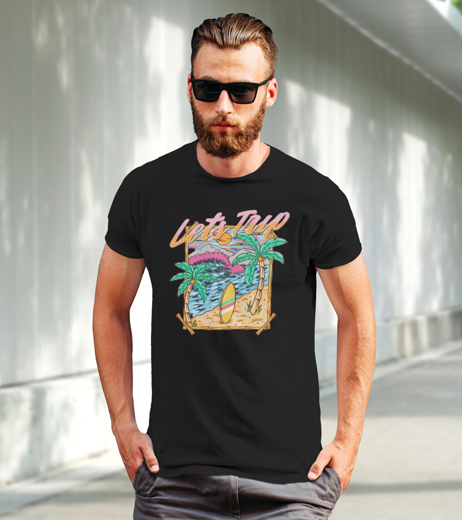 Let's Trip Paradise Surfing Tropical Beach Adventure T-Shirt