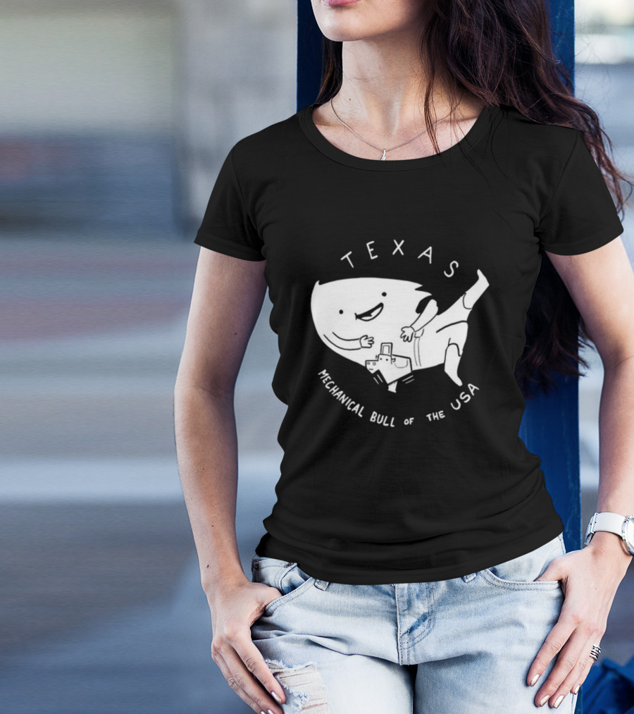 Texas Mechanical Bull Of The USA Fun Cartoon T-Shirt