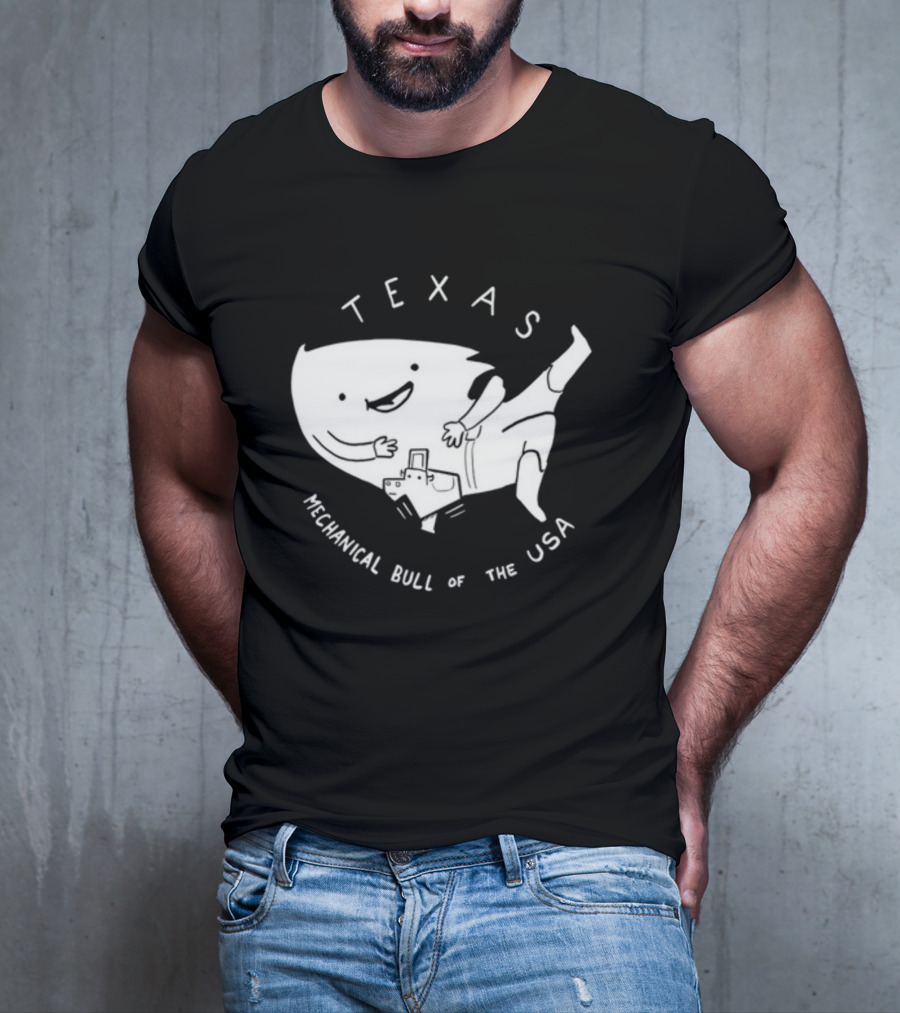 Texas Mechanical Bull Of The USA Fun Cartoon T-Shirt