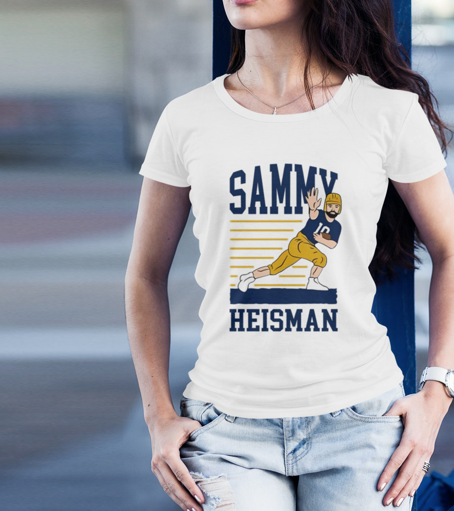 SAMMY HEISMAN 10 Football Pose With Stripes T-Shirt