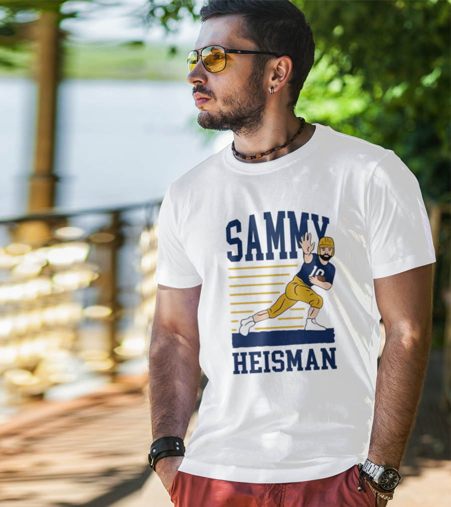 SAMMY HEISMAN 10 Football Pose With Stripes T-Shirt